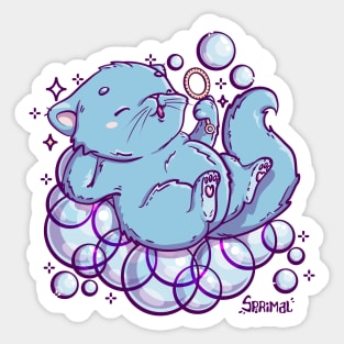 Cute cat blowing bubbles Sticker